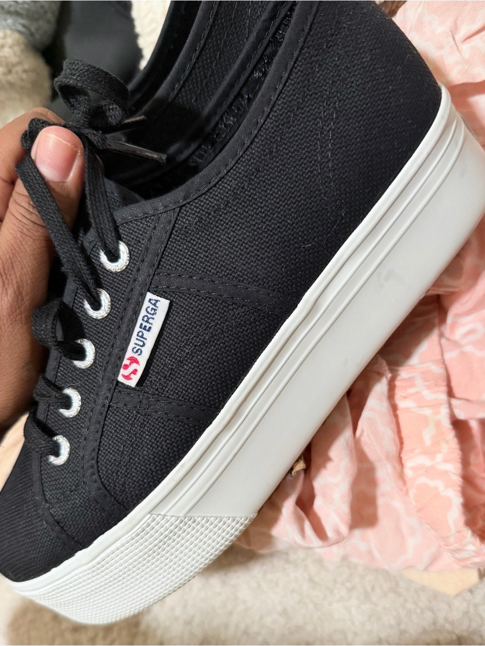 Superga Women's Black Platform Canvas Sneaker